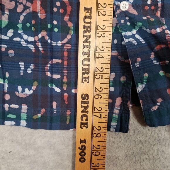 J.Crew Indian Madras Camp Shirt Mens Small Blue Purple Parrot Retro Summer - Picture 5 of 5